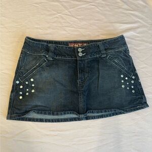 Trendy Dark Blue Mini Skirt with Silver Accents